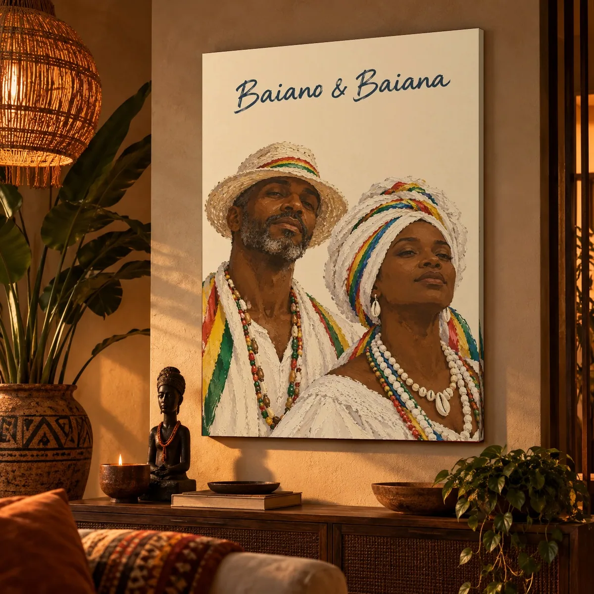 Quadro Baiano e Baiana na parede