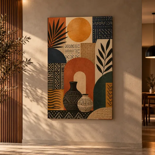 Quadro Boho Terracota na parede