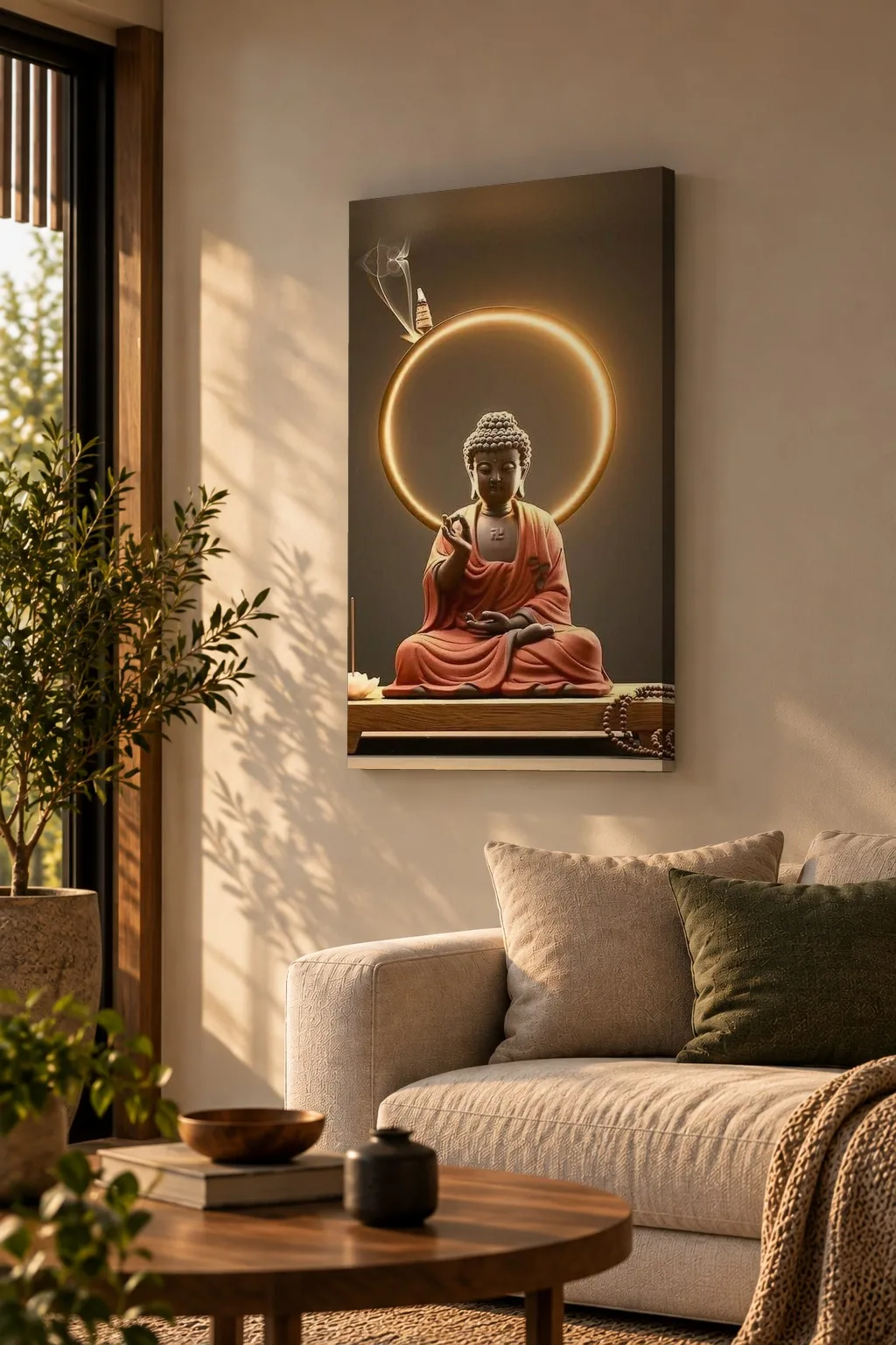 Quadro Buda do Halo Dourado na parede