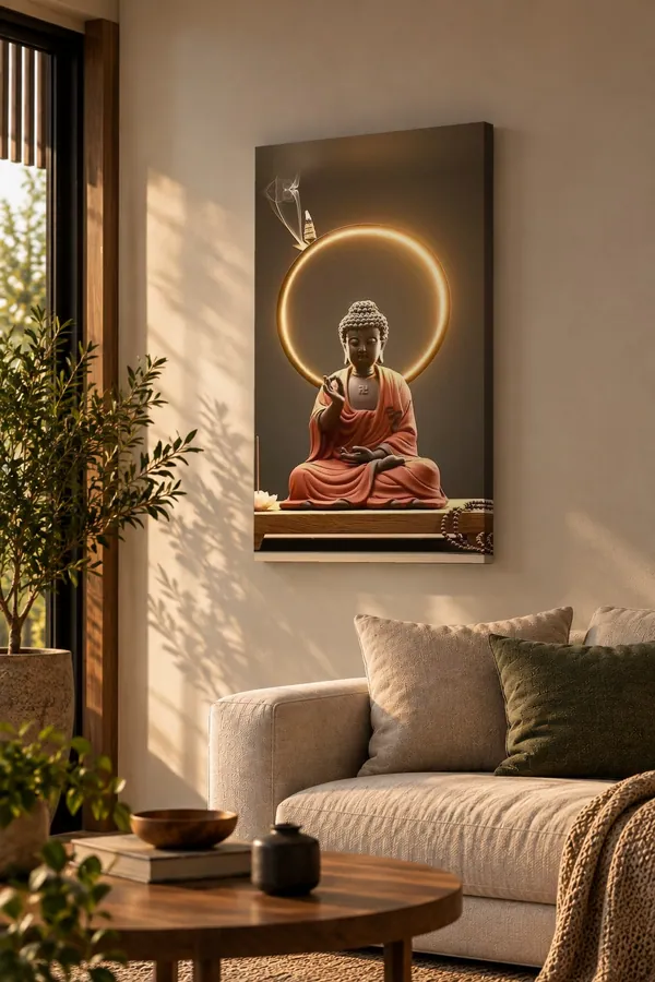 Quadro Buda do Halo Dourado na parede