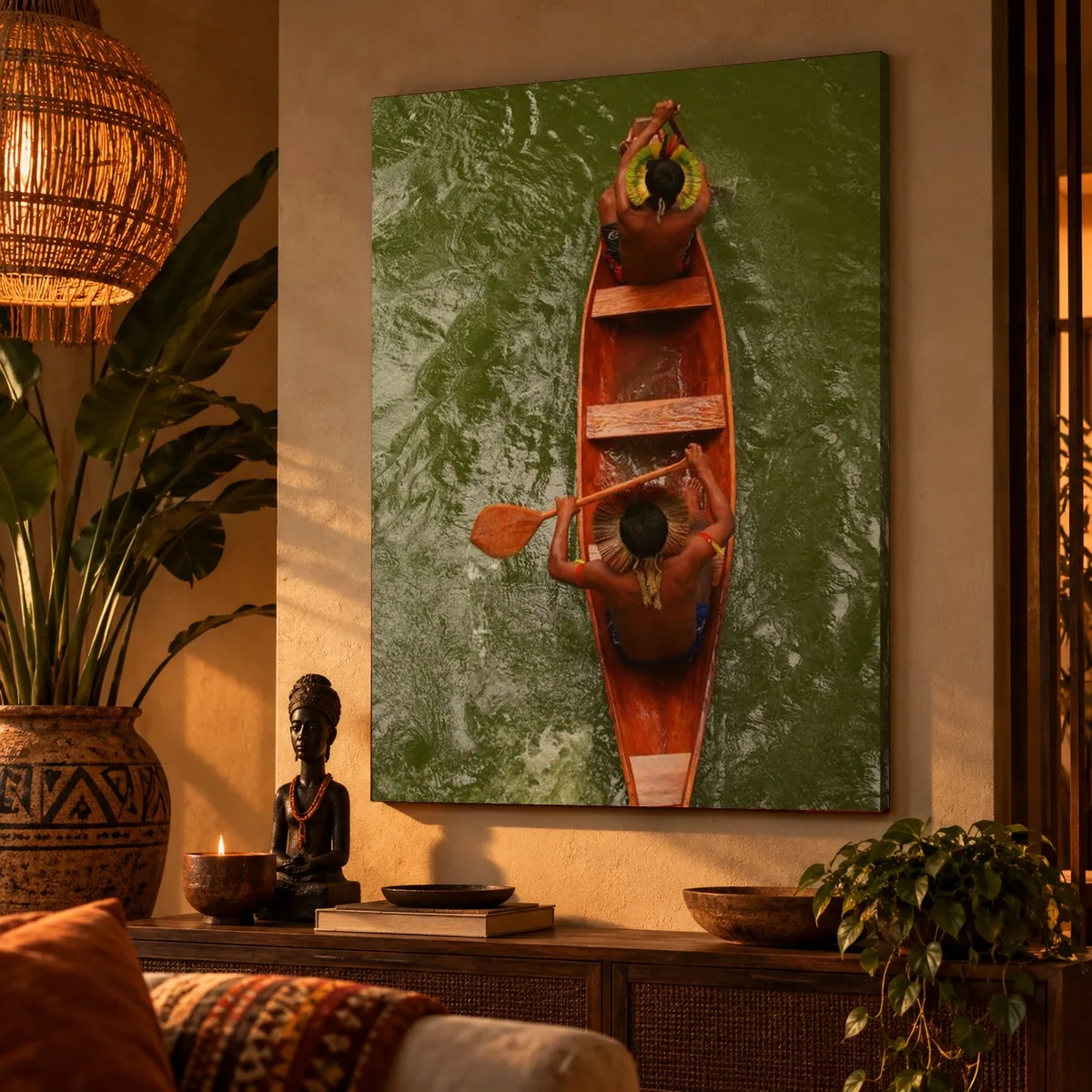 Quadro Canoa no Rio na parede