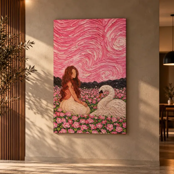 Quadro Dama do Cisne na parede