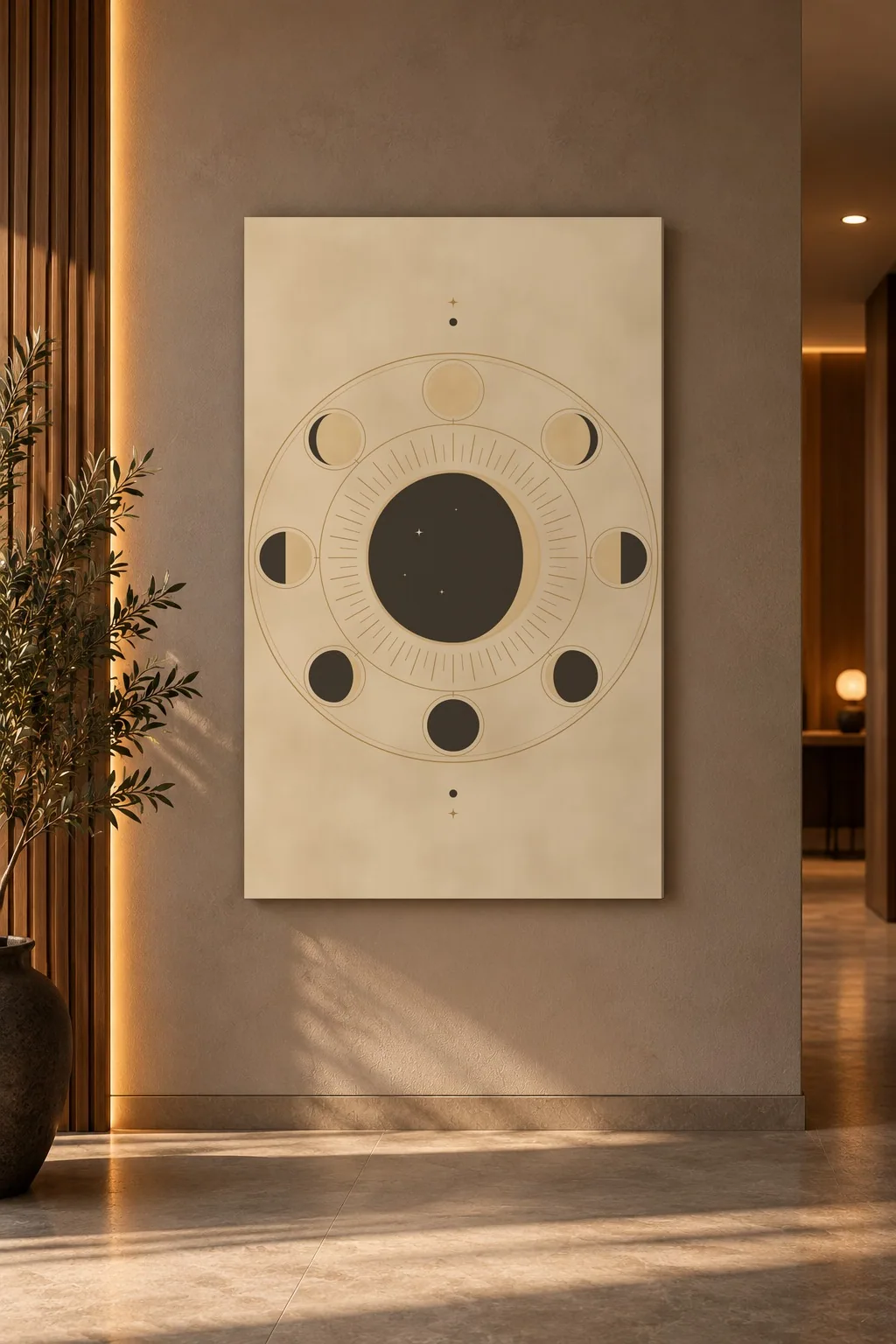 Quadro Eclipse Dourado na parede