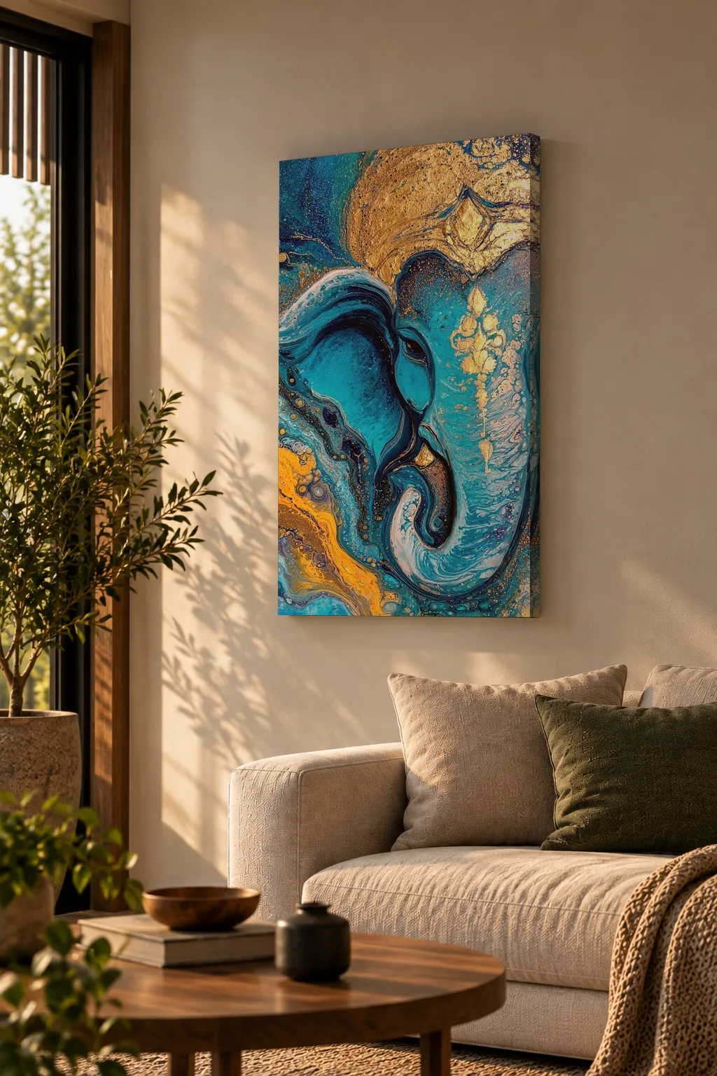 Quadro Elefante Azul na parede