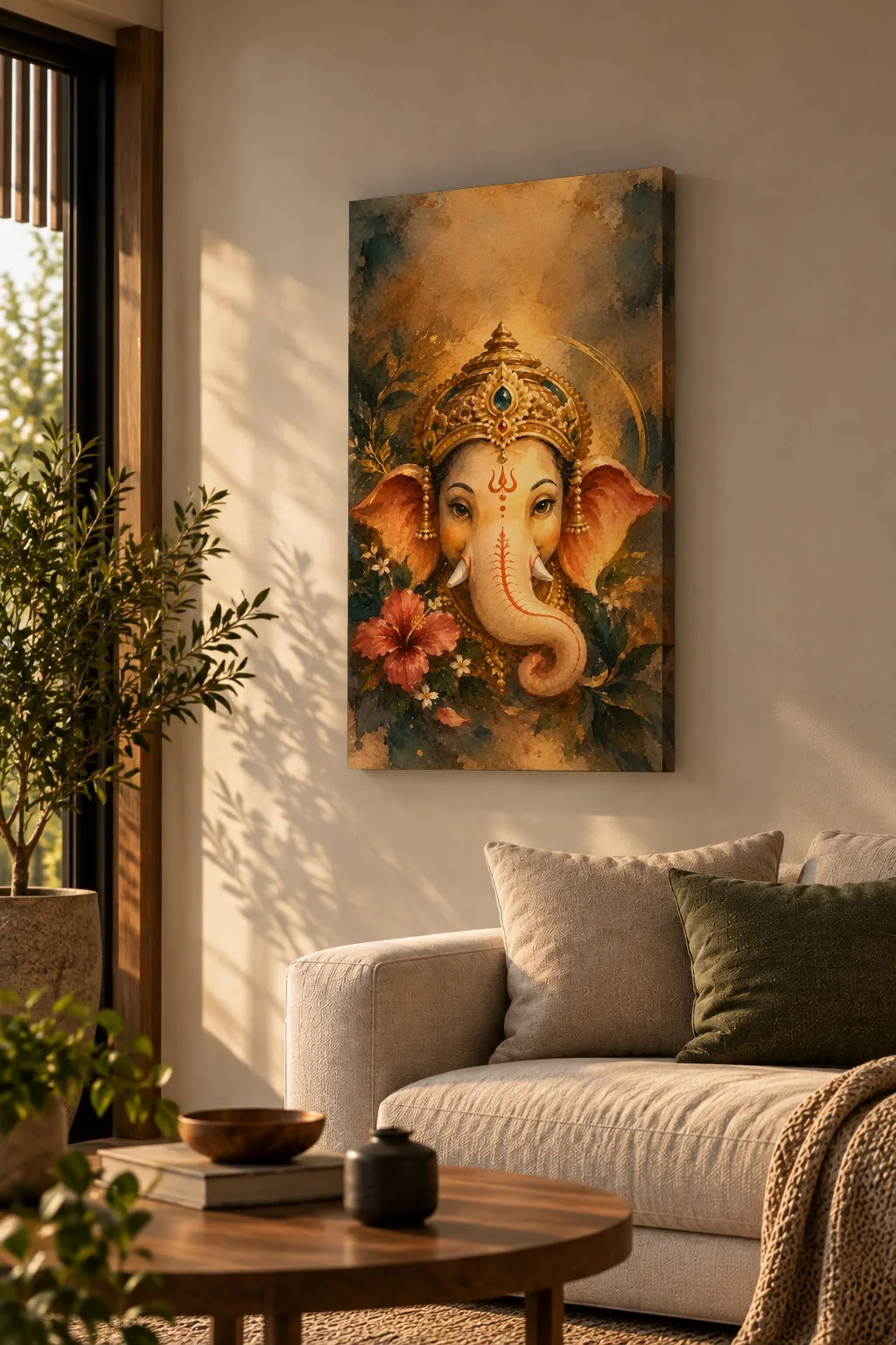 Quadro Ganesha Coroado na parede