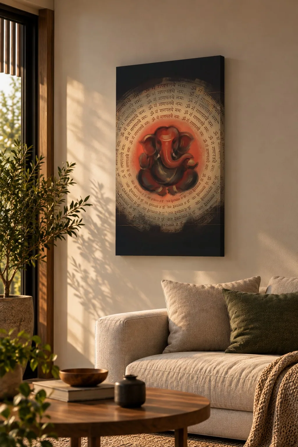Quadro Ganesha do Mantra Noturno na parede