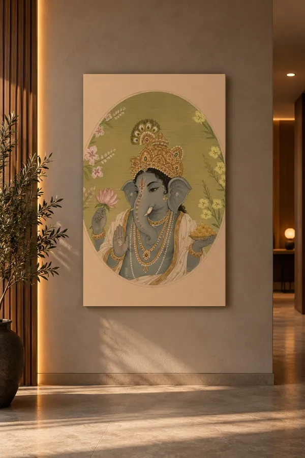 Quadro Ganesha no Medalhão na parede