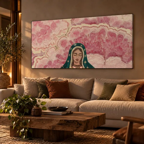 Quadro Guadalupe Rosa na parede