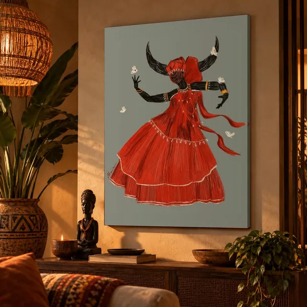 Quadro Iansã em Dança na parede