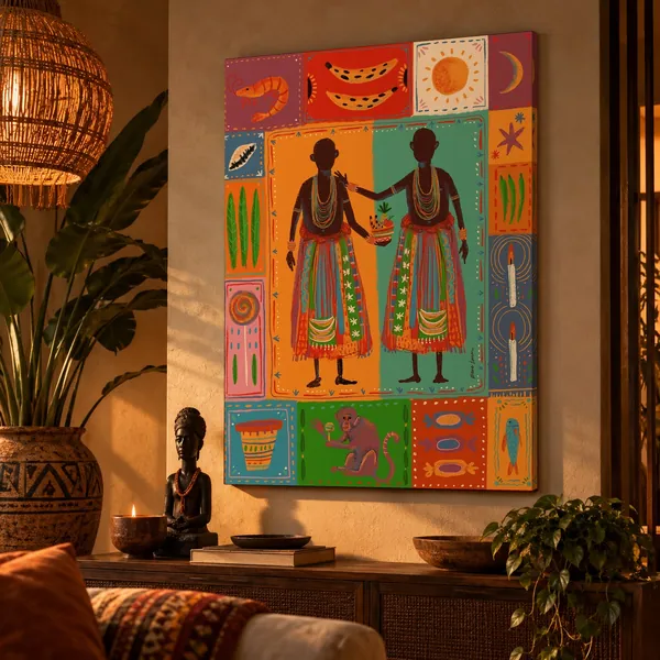 Quadro Ibeji na parede