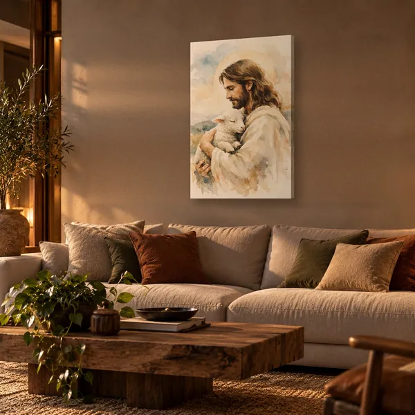 Quadro Jesus Bom Pastor na parede