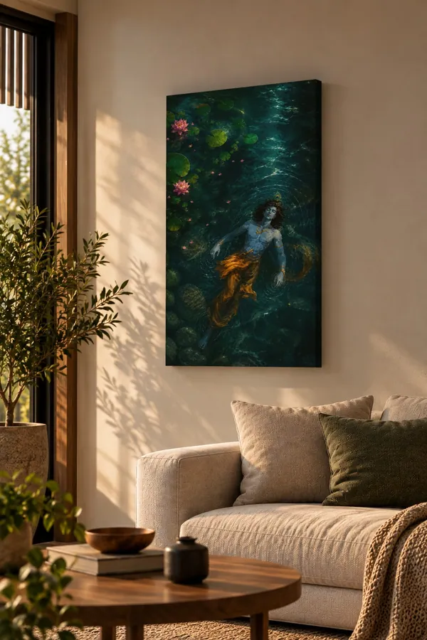 Quadro Krishna nas Águas na parede