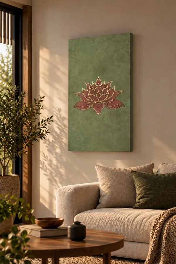 Quadro Lótus Sálvia na parede