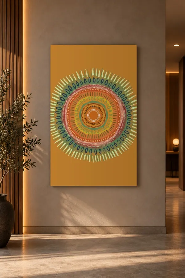Quadro Mandala Solar na parede
