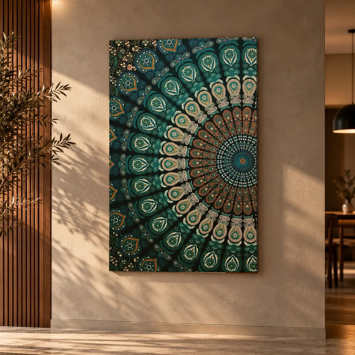 Quadro Mandala Turquesa na parede