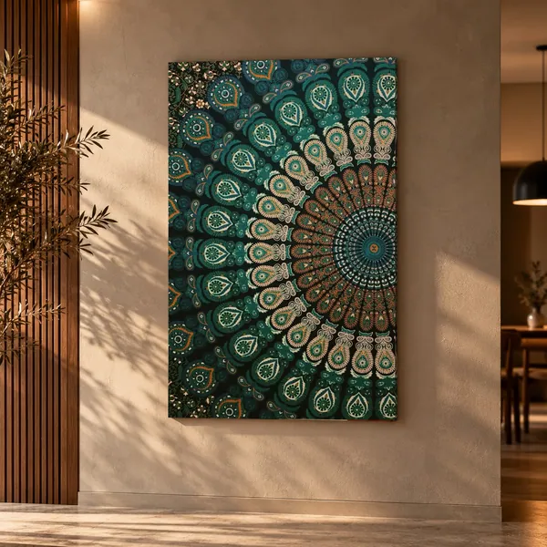 Quadro Mandala Turquesa na parede