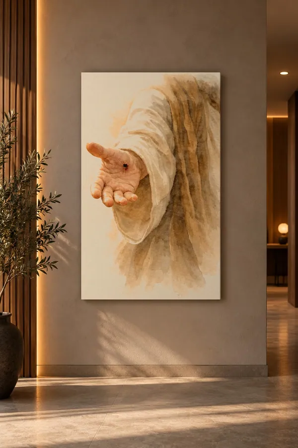 Quadro A Mão que Acolhe na parede
