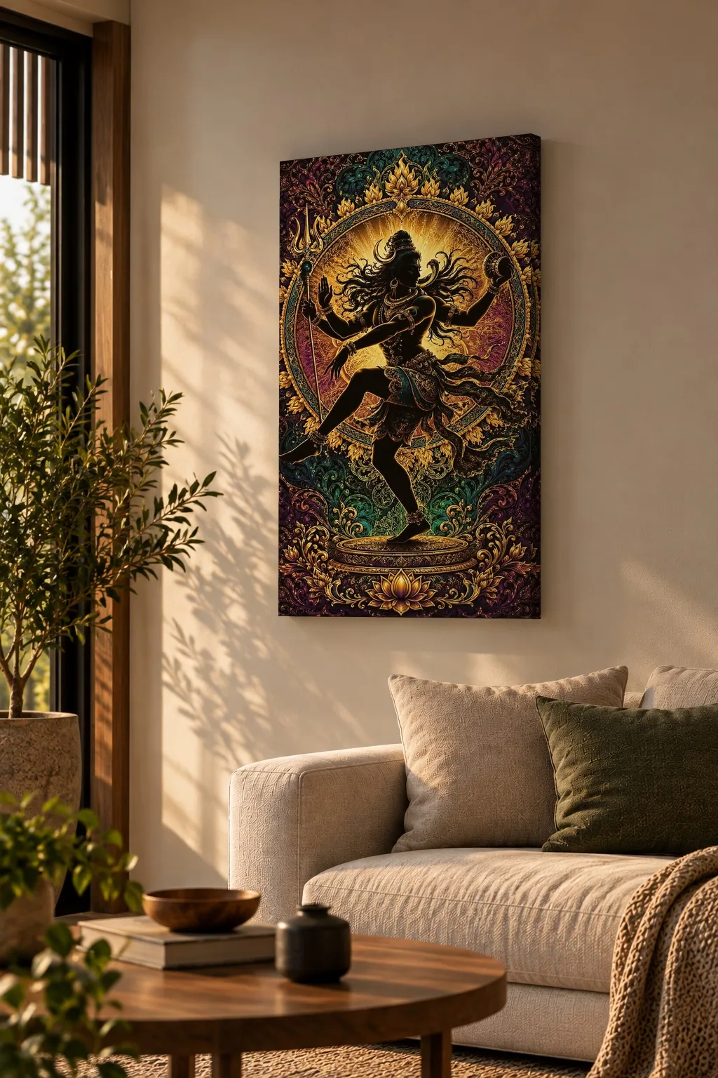 Quadro Nataraja Dourado na parede
