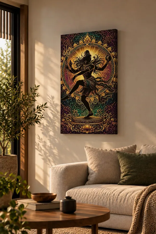 Quadro Nataraja Dourado na parede