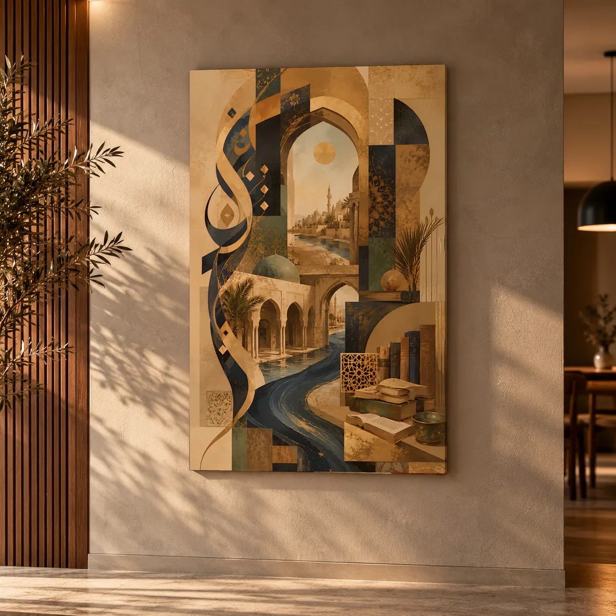 Quadro Oásis Dourado na parede