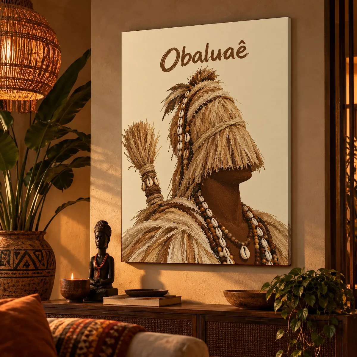 Quadro Obaluaê Retrato na parede
