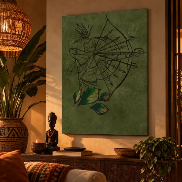 Quadro Okê Arô — Arco e Flecha na parede