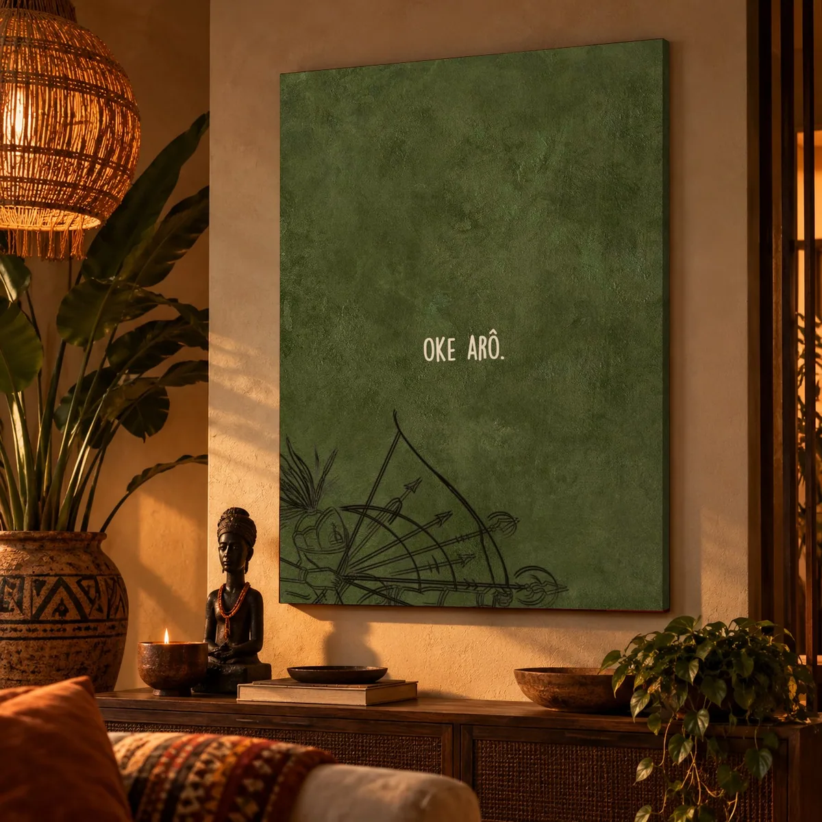 Quadro Okê Arô na parede