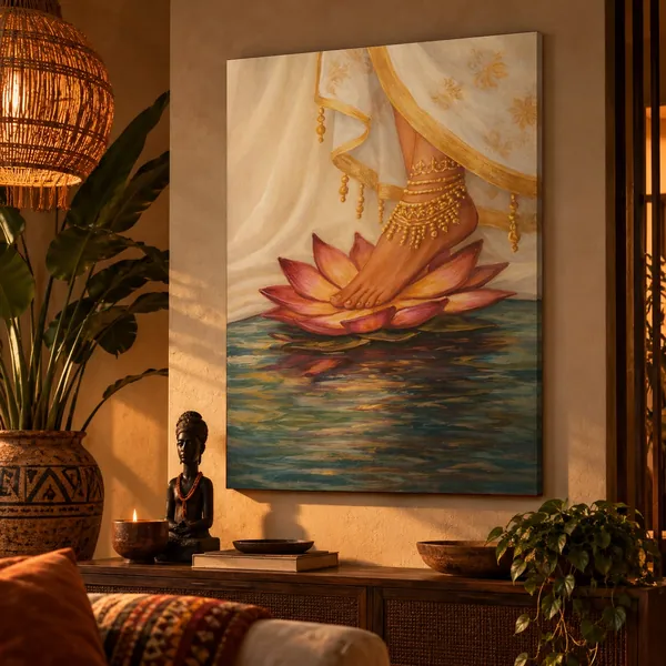 Quadro Pés de Lakshmi na parede