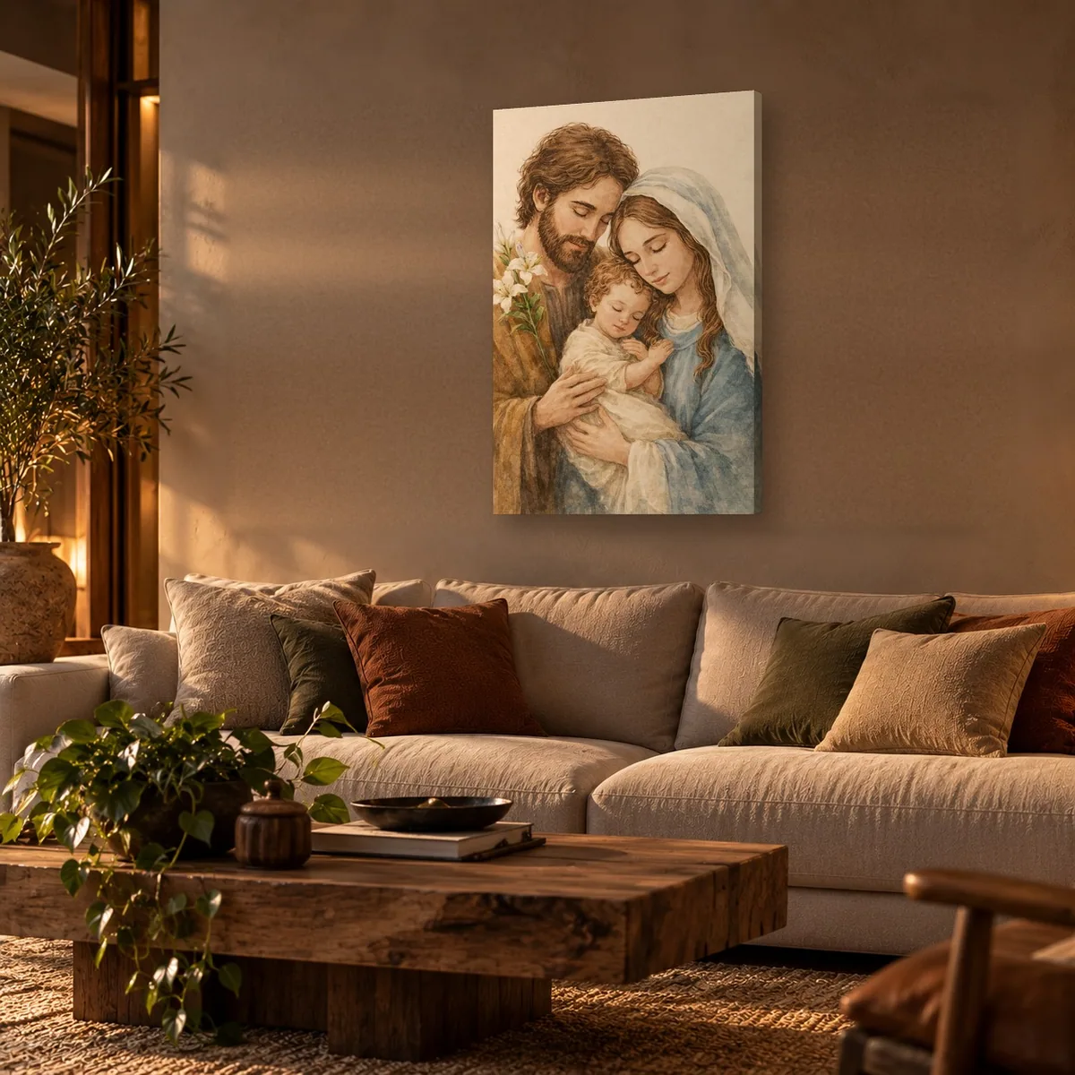 Quadro Sagrada Família na parede