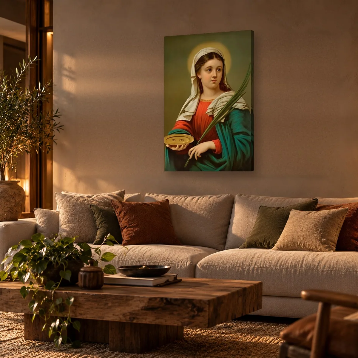 Quadro Santa Luzia na parede