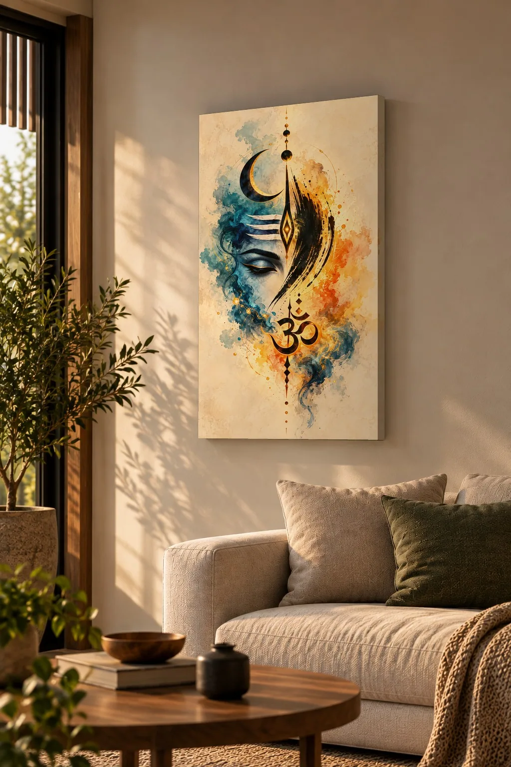 Quadro Shiva Aquarela na parede