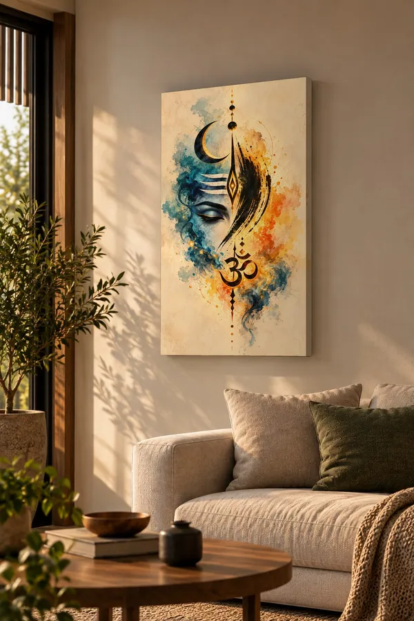 Quadro Shiva Aquarela na parede