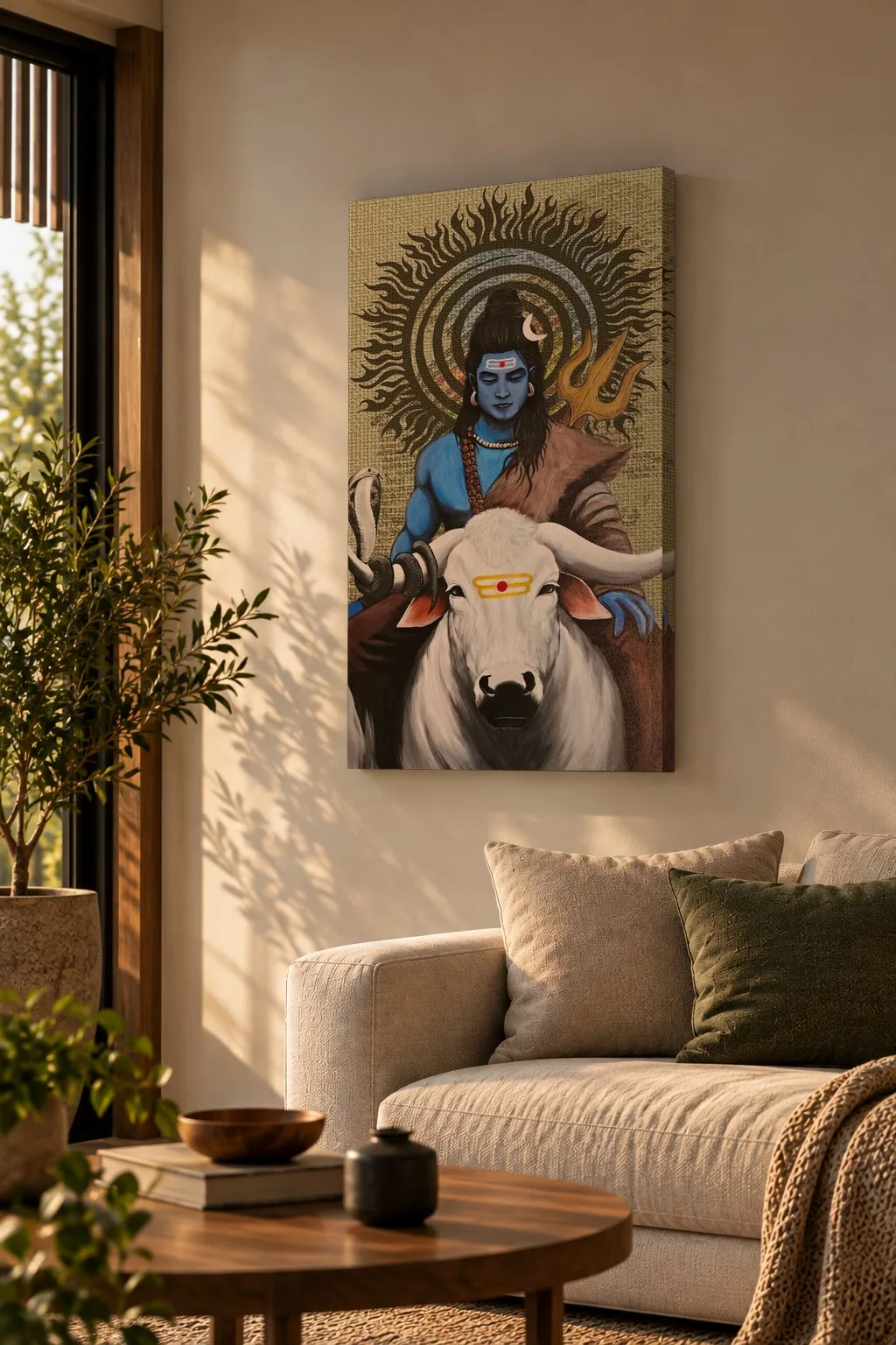 Quadro Shiva e o Touro Sagrado na parede