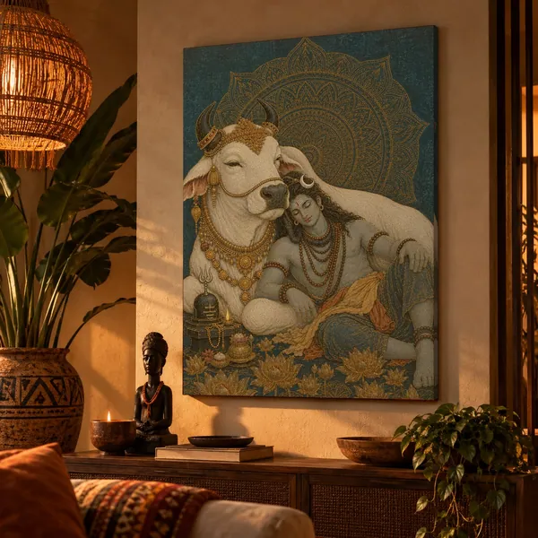 Quadro Shiva e Nandi na parede