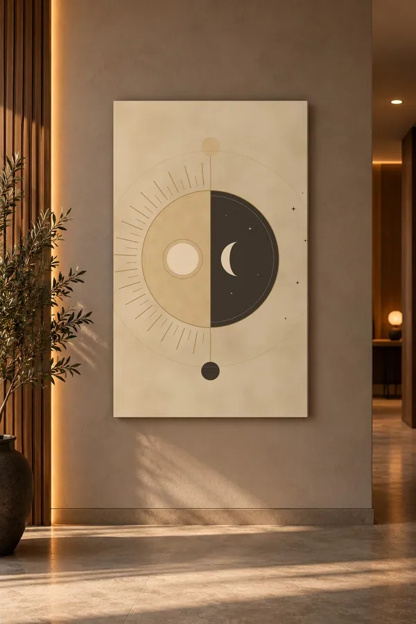 Quadro Sol e Lua na parede