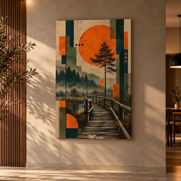 Quadro Trilha ao Pôr do Sol na parede
