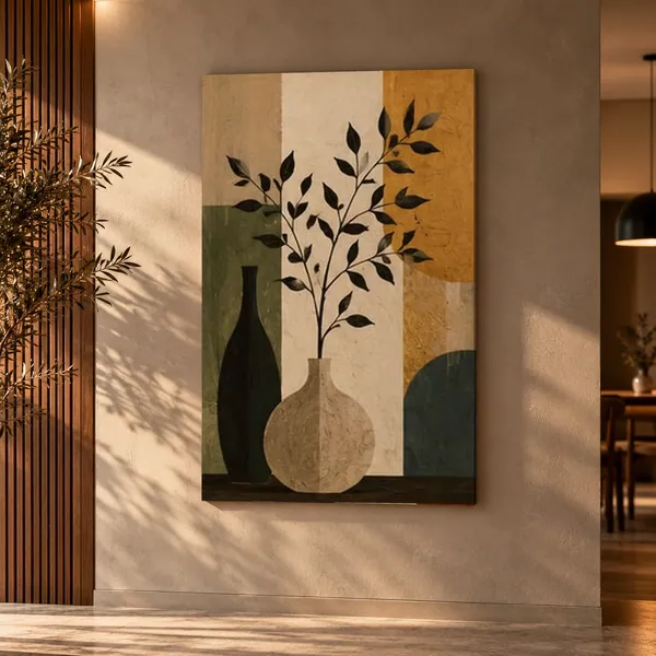Quadro Vaso e Ramos na parede
